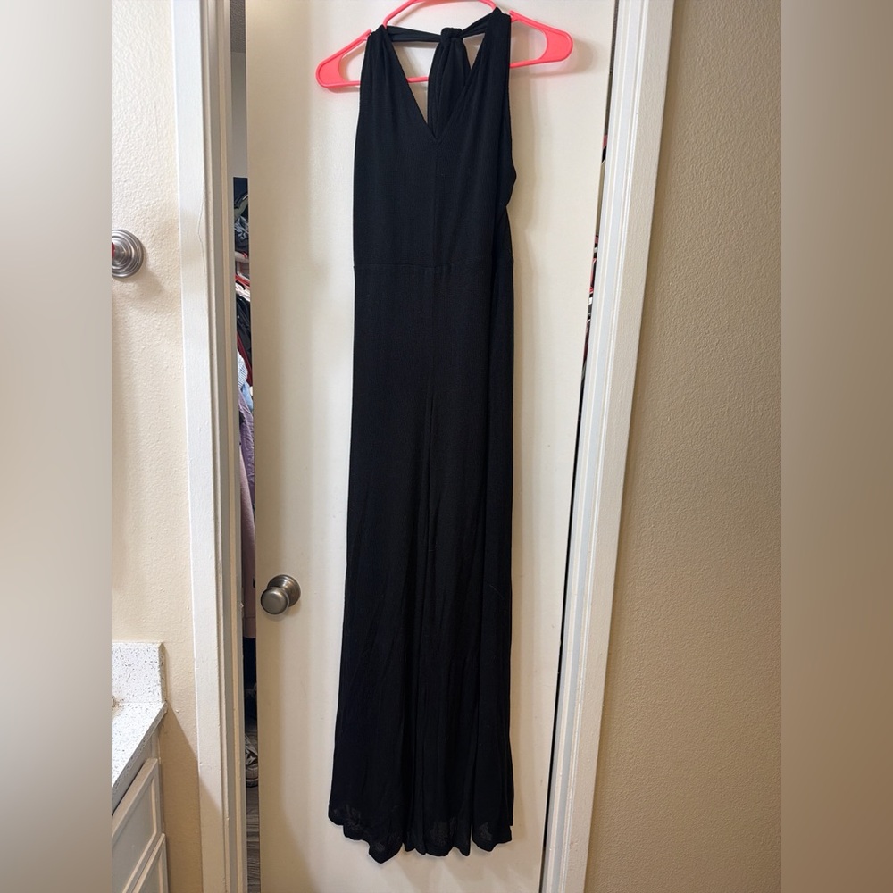 Black V-Neck Wide-Leg Jumpsuit